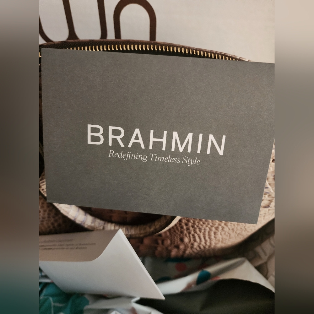 BRAHMIN, rare color Amaretto Melbourne Leather Large Duxbury satchel - Picture 10 of 12